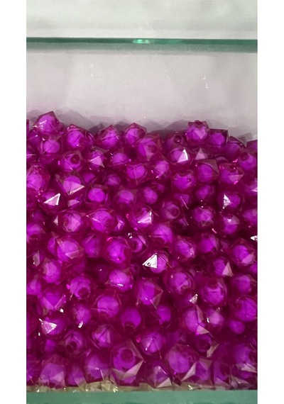 Küp Kübik Kristal Boncuk 10 Mm Janjanlı Akrilik Boncuk Takı, Çanta Boncuğu 50 Gr Fuşya