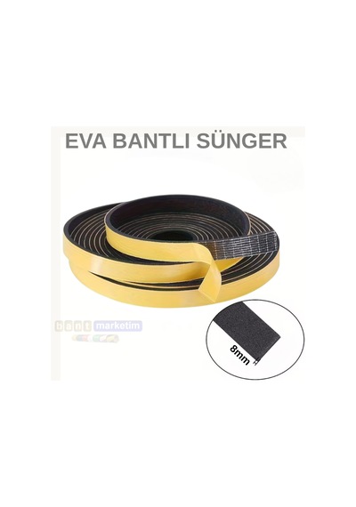 Eva Neopren Conta Sünger Bantlı Sızdırmazlık Bandı 8mm Kalınlıkta 20mmx10mt
