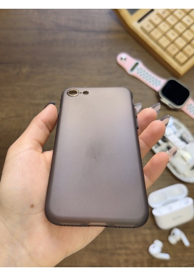 Apple iPhone 7 Uyumlu Süper İnce Mat Ultra Thin Silikon Kılıf Buzlu Siyah