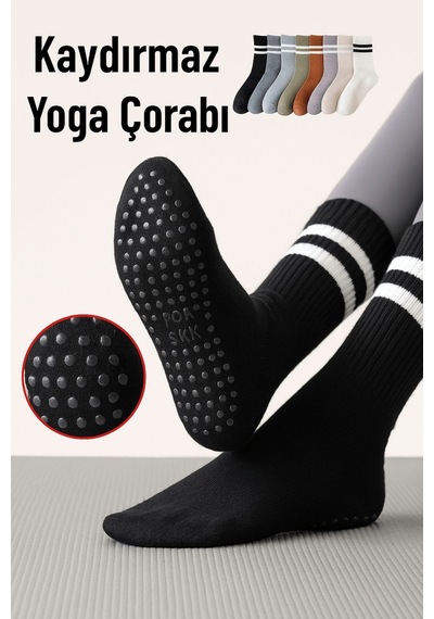 Lykos 1 Çift Mor Yoga Pilates Kaydırmaz Çorap Mor