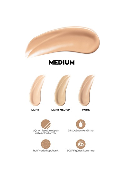 Avon Urban Fondöten Spf50 PA+++ Medium 30 ML