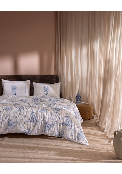 Madame Coco Chapele Çift Kişilik %100 Pamuk Ranforce Baskılı Nevresim Takımı - Mavi 8684427282571 Mavi