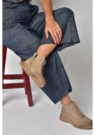 Fox Shoes Z555663401 Vizon Hakiki Deri Nubuk Kadın Bot