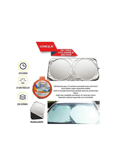 Bay Miflonlu Katlanır Oto Ön Cam Güneşliği 150x70cm Güneş Koruyucu Yazlık Araç Aksesuarı Najmaddin