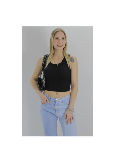 Rouge Basıc Kaşkorse Halter Krop Siyah