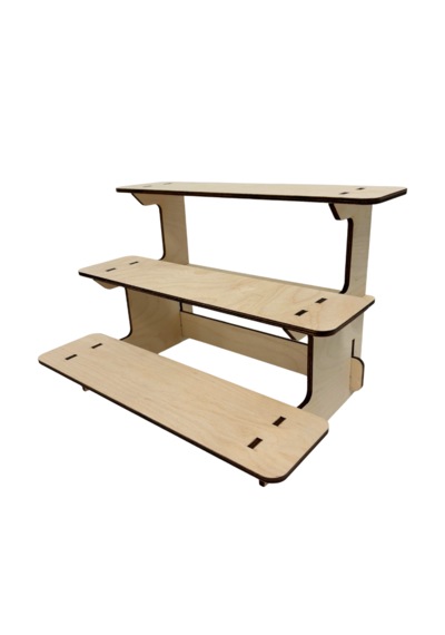 Ahşap Ürün Sergileme Standı 3 Ve 4 Katlı Minimalist Basamaklı Raf 3 Katlı