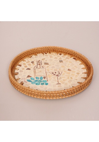 Anita 30 X3 Cm Sedefli Rattan Tepsi & Duvar Dekoru Mix