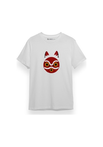 Princess Mononoke Mask Beyaz Kısa Kol Erkek Tshirt 001