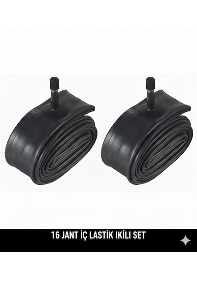 16 Jant İç Lastik 2'li Set - 16x1.75 / 2.125 Uyumlu - Oto Kalın Sibop 2 Adet Bisiklet İç Lastiği