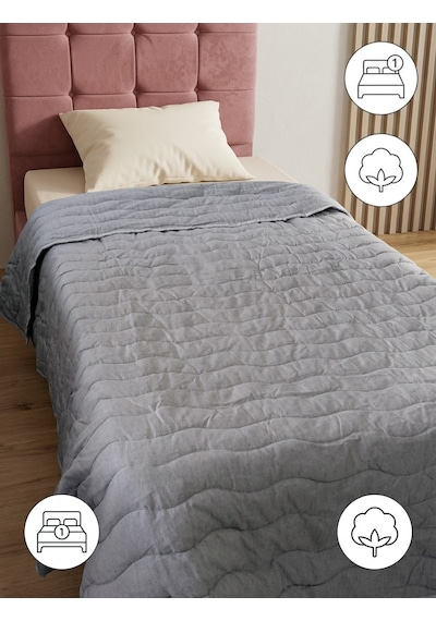 Tek Kişilik Pike 155x215 Cm Makinede Yıkanabilir Kapitone Pike Gri