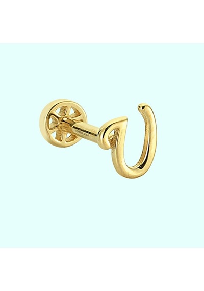 Altın Piercing -U- Harf 14 Ayar Tragus Altın
