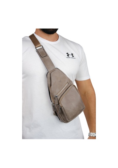 Mft Leather Hakiki Deri Unisex Çapraz Çanta Baggy 6981 Tiguan Gri