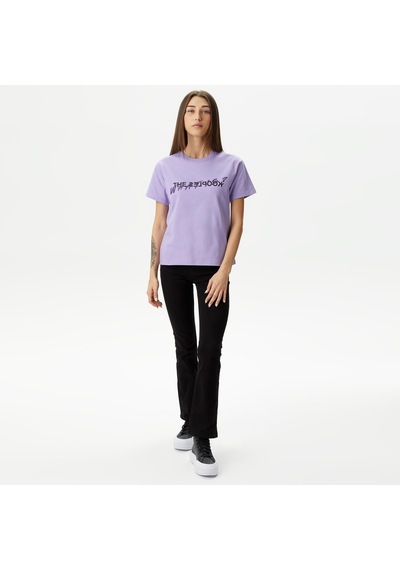 The Kooples Kadın Baskılı Bisiklet Yaka Mor T-shirt