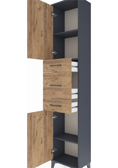 Arges Dolap 3 Raflı 3 Çekmeceli 2 Kapaklı 44x30x221 Antrasit-çam Antrasit Arges Dolap 3 Raflı 3 Çekmeceli 2 Kapaklı 44x30x221 Antrasit-çam Antrasit