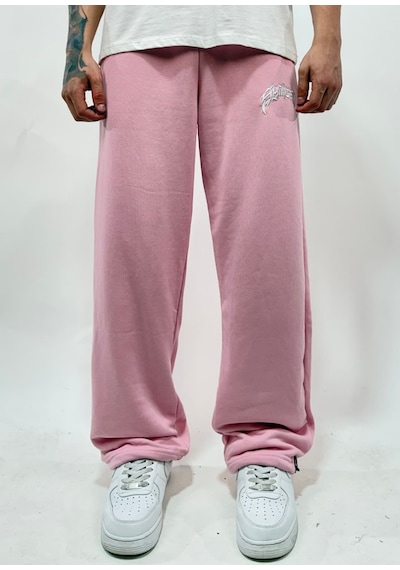 Zaee Syncl Yazlık Nakışlı Ayarlanabilir Baggy Eşofman Altı Pembe