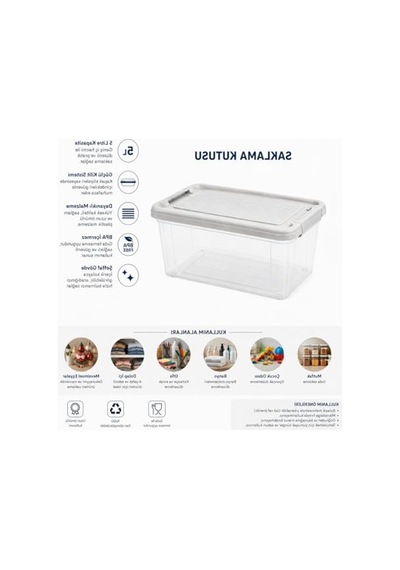 Şeffaf Organizer Gıda Saklama Kabı, 5 Litre Kapasite 0