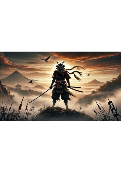 Ti-play Shogun Orman Ve Ateş 60x90cm Modern Samuray Pvc Çerçevesiz Tablo