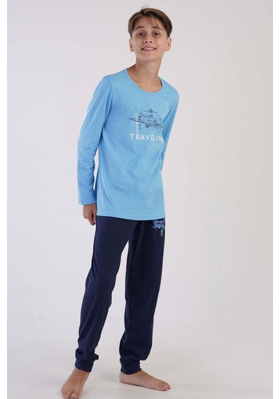 Vienetta Erkek Çocuk Uzun Kol Mavi Pijama Takımı 3c0t6n0o23 001