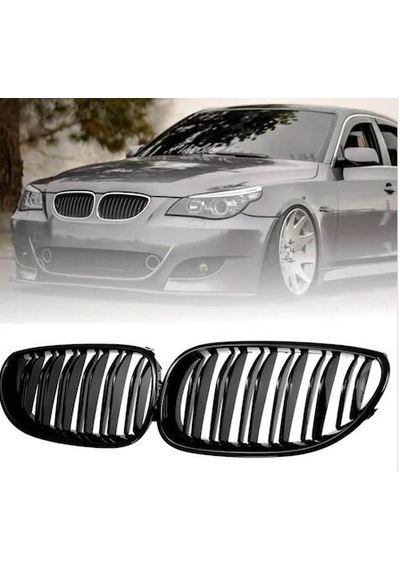 Bmw E60 M5 2003 - 2009 Ön Böbrek Panjur Piano Black Çift Tırnak
