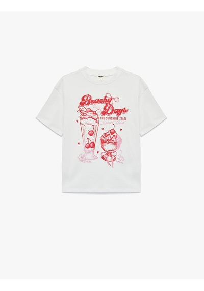 Koton Pamuklu Ekru Kız Çocuk T-shirt 6skg10112ak Ekru