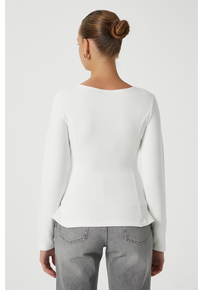 Ritnice Kadın Runa Premium Ekru Peplum Bluz Ekru