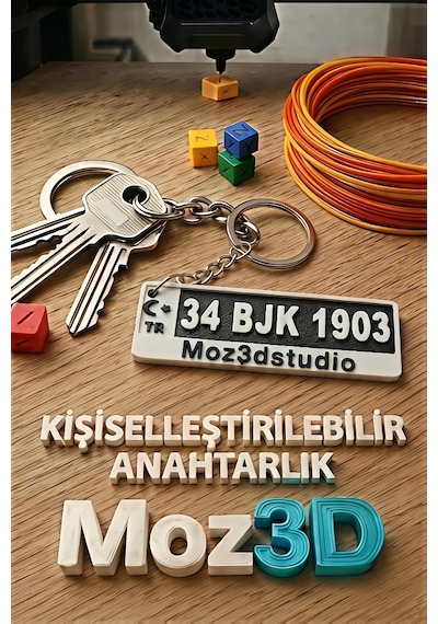 Kişiye Özel Siyah Beyaz Plaka Anahtarlık