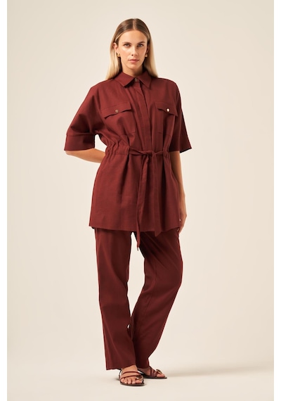 Ftz Women Kadın Keten Takım Bordo 31196 Bordo