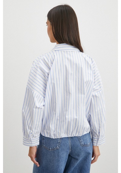 Uterpe Cross-front Striped Blouse Mavi
