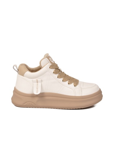 Pierre Cardin Beyaz Bilek Boy Kaymaz Taban Kadın Bağcıklı Sneaker 11517 G