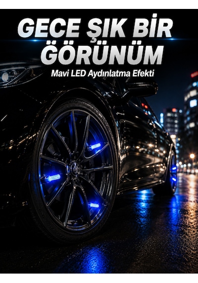 Araç Sibop Işığı 4'lü Set Otomatik Yanan Led Lastik Aksesuarı - Lisinya
