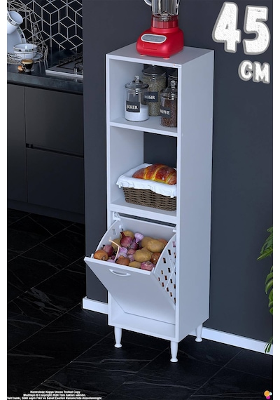 Nixa 45 Cm Çok Amaçlı Mutfak Banyo Kiler Dolabı - Sepetli Üstü Açık Raflı 45x150x32 Cm Beyaz Nixa 45 Cm Çok Amaçlı Mutfak Banyo Kiler Dolabı - Sepetli Üstü Açık Raflı 45x150x32 Cm Beyaz