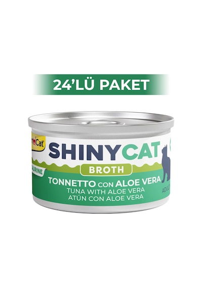 Gimcat Shinycat Broth Sos İçinde Aloe Veralı ve Ton Balıklı Kedi Konservesi 24 x 70 G