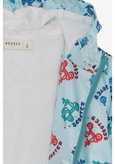 Breeze Erkek Çocuk Yağmurluk Renkli Scooter Desenli 1-6 Yaş, Açık Mavi-açık Mavi Açık Mavi