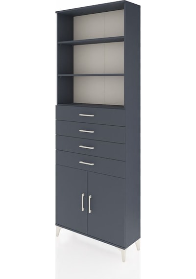 Arges Dolap 3 Raflı 4 Çekmeceli 2 Kapaklı 88x30x243 Antrasit-... Antrasit