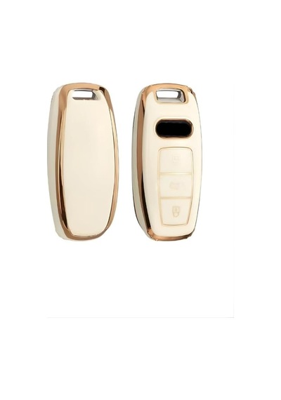 Autohan Keys Audi A3 2021-2022 A6l A7 A8 Q8 E Tron C8 D5 Nano Anahtar Kılıfı Beyaz Gold Altın Renk