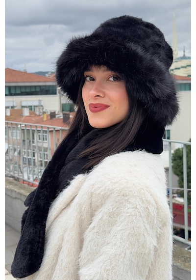 Mollycrush Kadın Suni Kürk Şapka Ve Atkı Seti Yumuşak Dokulu, Soğuk Havalar İçin Lüks & Şık Görünüm Siyah Mollycrush Kadın Suni Kürk Şapka Ve Atkı Seti Yumuşak Dokulu, Soğuk Havalar İçin Lüks & Şık Görünüm Siyah