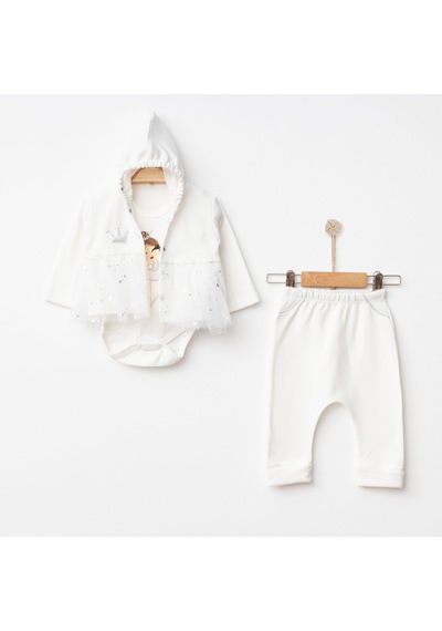 Nayinom Baby Nayinom Kız Bebek Tül Detaylı Beyaz Takım Pamuk