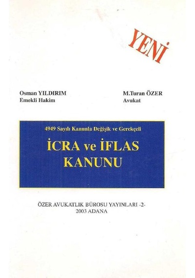 İcra Ve İflas Kanunu İmzalı