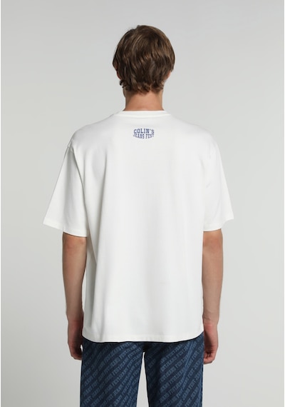Colin's Colins Oversize Fit Yuvarlak Yaka Düz Erkek Beyaz Kısa Kol Tişört Cl1083416 Q1.v2 Ofw