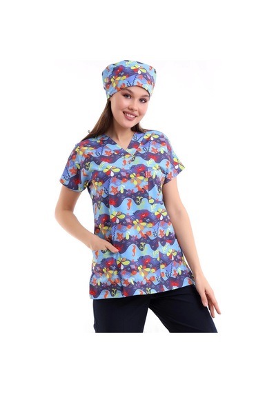 Yarasa Kol Dijital Unisex Desenli Üst - 6530 Deniz Canlıları