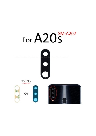 Samsung Galaxy Uyumlu A20s Arka Kamera Camı Lens Yapışkanlı İnd01755