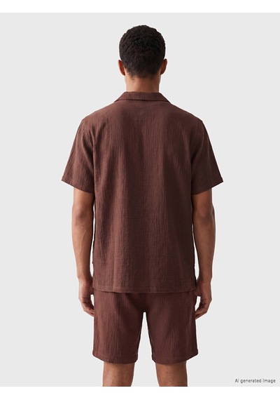 Lcw Vision Kahverengi Regular Fit Müslin Erkek Gömlek