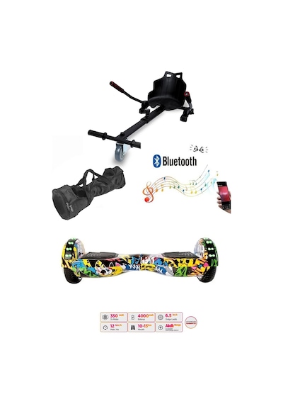 Elektrikli Kaykay Scooter Akıllı Denge Hoverboard + Hoverkart + Çanta Full Ledli Extrem Paket D01