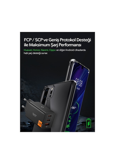 Spigen 67w Usb-c + Usb-a 3 Port Hızlı Şarj Aleti Pps 3.0 Super Hızlı Şarj Gan Pro Isı Düşürücü Güç Adaptörü Ach09458 Siyah Spigen 67w Usb-c + Usb-a 3 Port Hızlı Şarj Aleti Pps 3.0 Super Hızlı Şarj Gan Pro Isı Düşürücü Güç Adaptörü Ach09458 Siyah