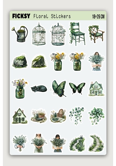 Kır Evi Ve Doğa Sticker Seti - 50 Adet Etiket Çıkartma Diğer