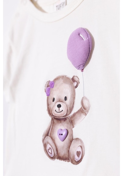 Kıpırık Baby 2'li Kız Bebek Takım Tisört Balon Detaylı Müslin Pantolon-1276 Lila