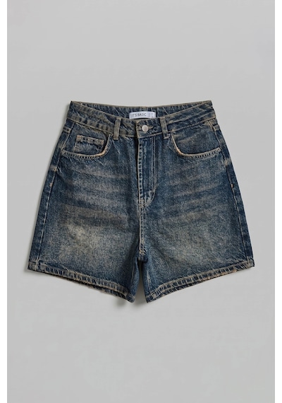 Itsbasic Kadın Koyu Tint Diana 2s6 Mom Fit Midi Boy Denim Şort K.tint