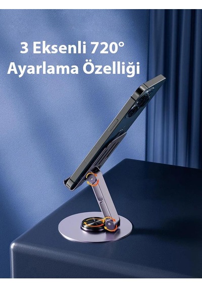 Zhltools 720 Derece Ayarlanabilir Alüminyum Telefon-tablet Standı Mor