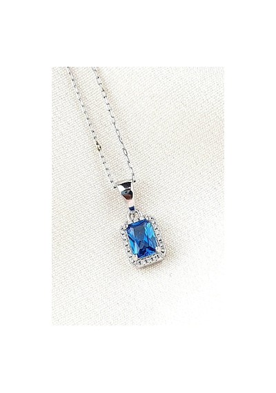Sky Diamond Blue Creative Sapphire 925 Ayar Gümüş Lüks Kolye (521689633)