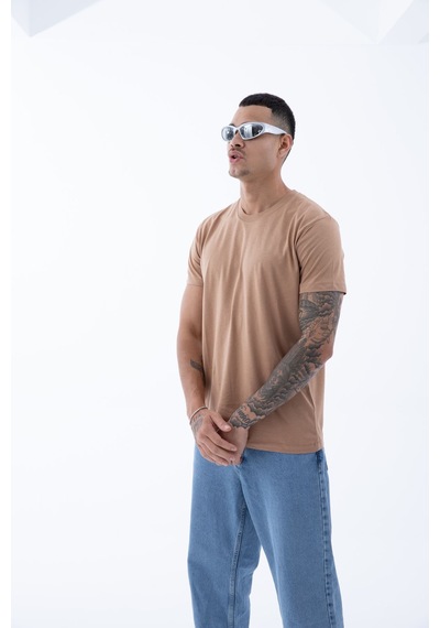 Erkek Pamuklu Kumaş Regular Fit Kesim Bisiklet Yaka T-shirt